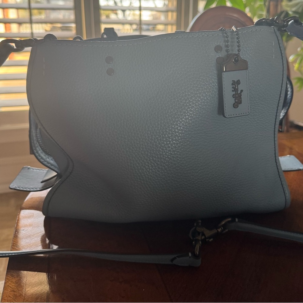 Coach Pebbled Leather Crossbody Bag in Light Blue